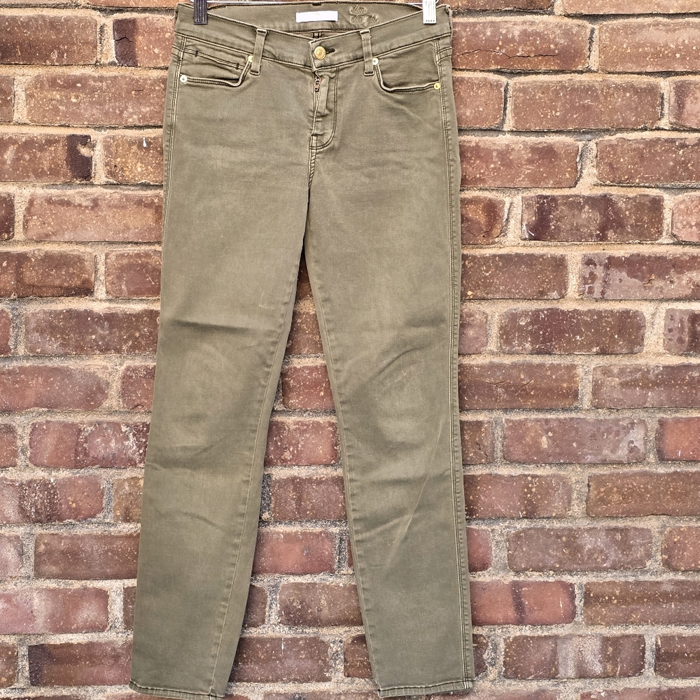 7 for all mankind Slim Straight Green Stretch Jeans Sz 28
